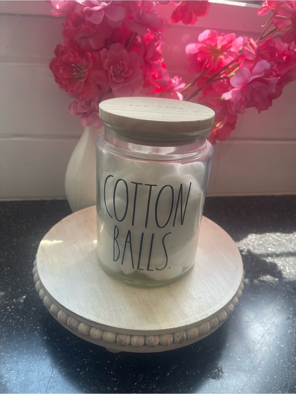 Cotton Balls Glass Jar with Wooden Lid